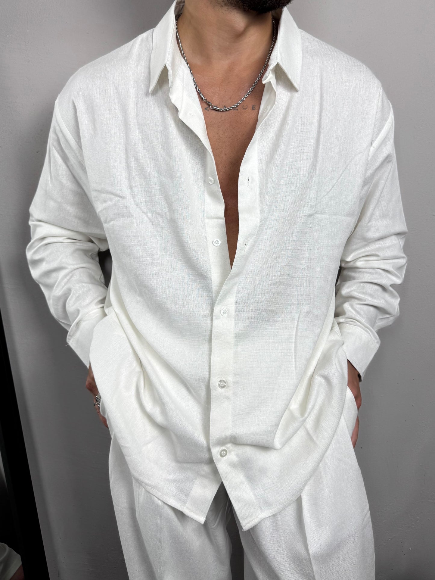Coordinato in lino white