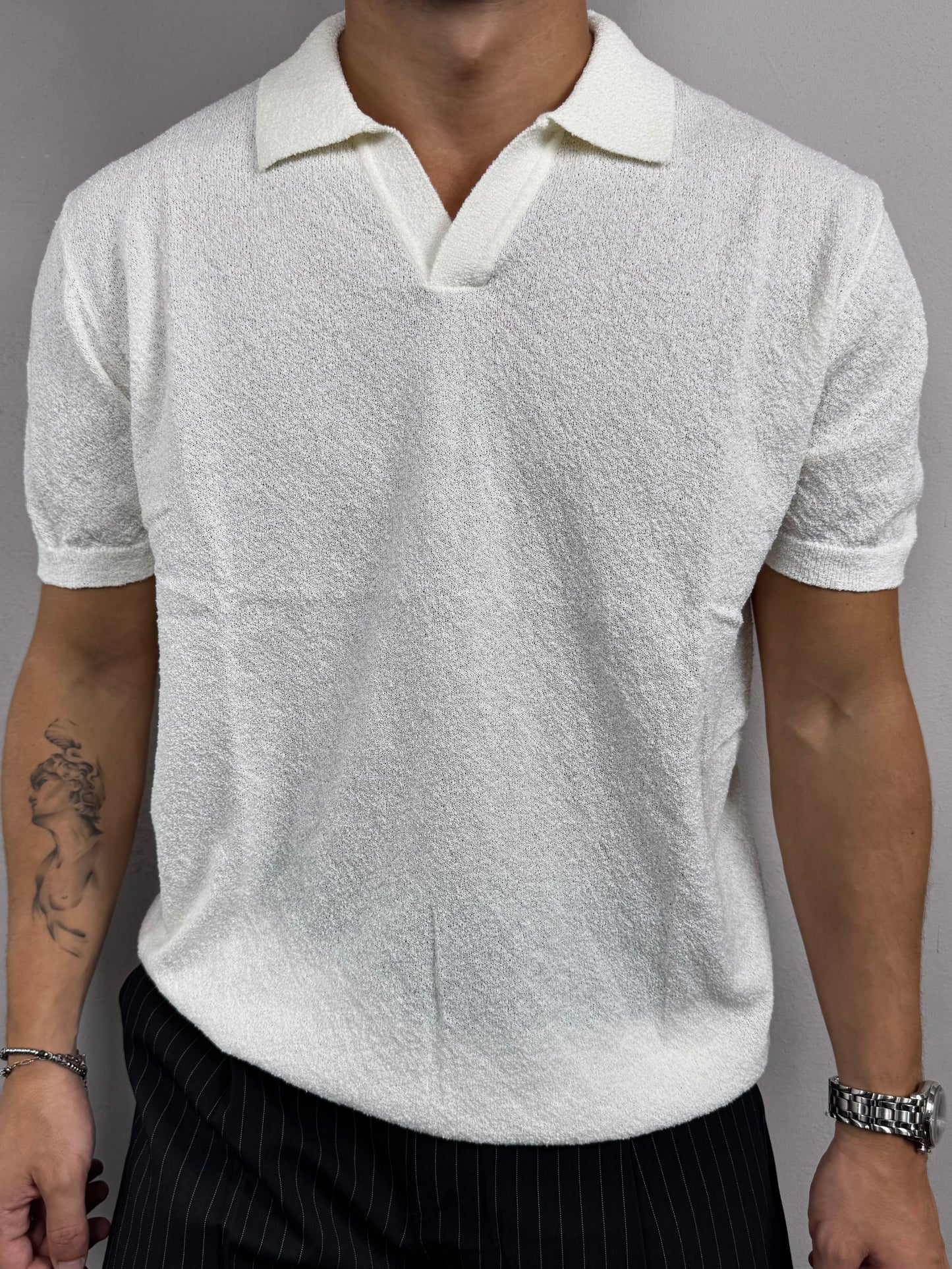 Polo scollo a V white