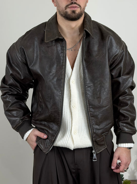 Jacket In Pelle Brown