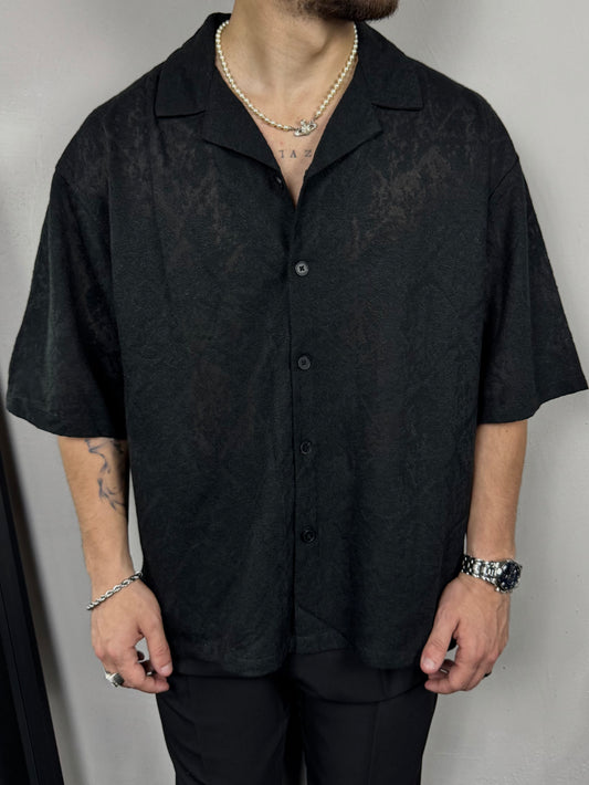 Camicia pattern trasparente black