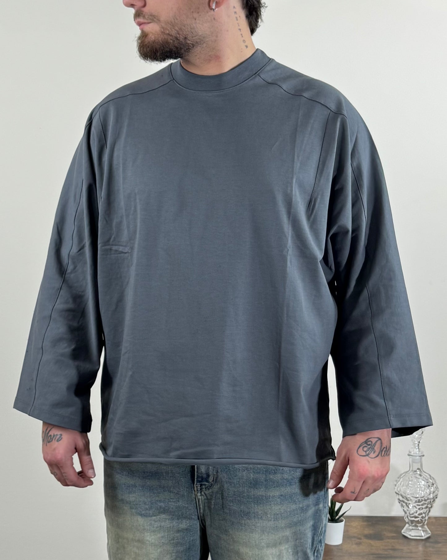 Shirt Longsleeve Manica Larga Grigio Piombo