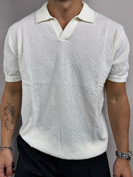 Polo scollo a V white